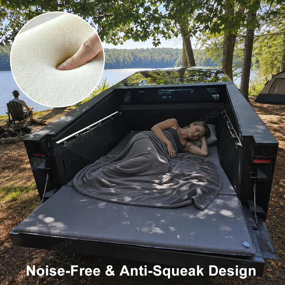Hansshow air mattress installed in a Tesla Cybertruck truck bed