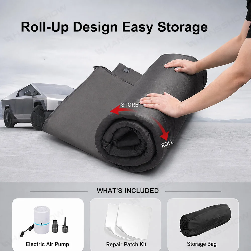 Hansshow Cybertruck mattress roll-up graphic with electric pump, repair patches and storage bag