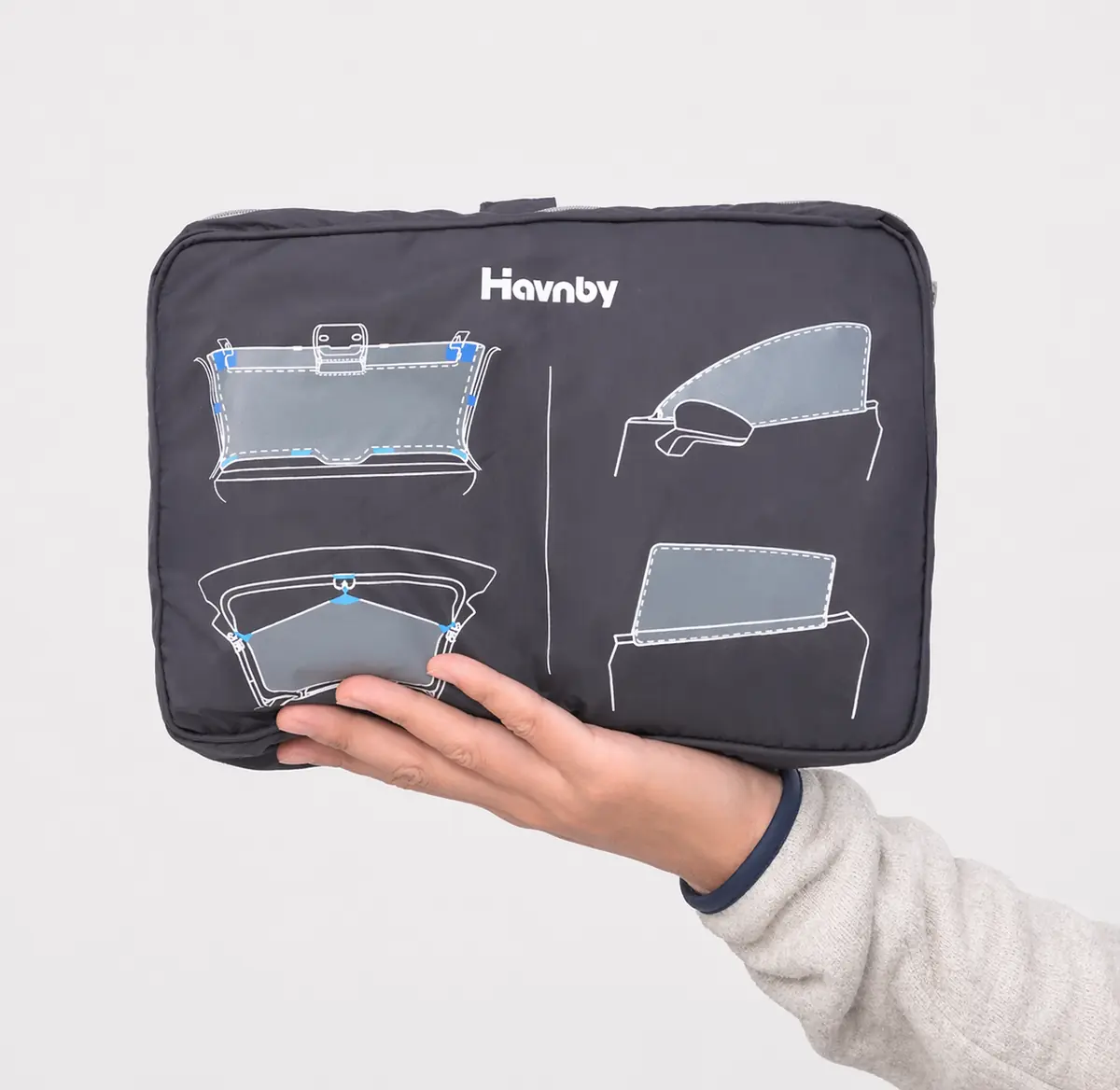 Havnby DreamShade padded storage case with printed panel diagrams