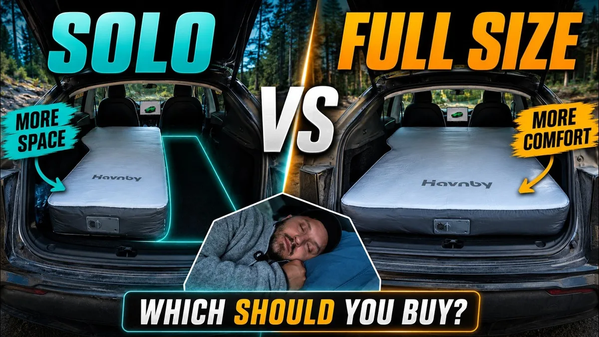 Video thumbnail of the Havnby Solo vs Full Size comparison on the AWD Camper channel
