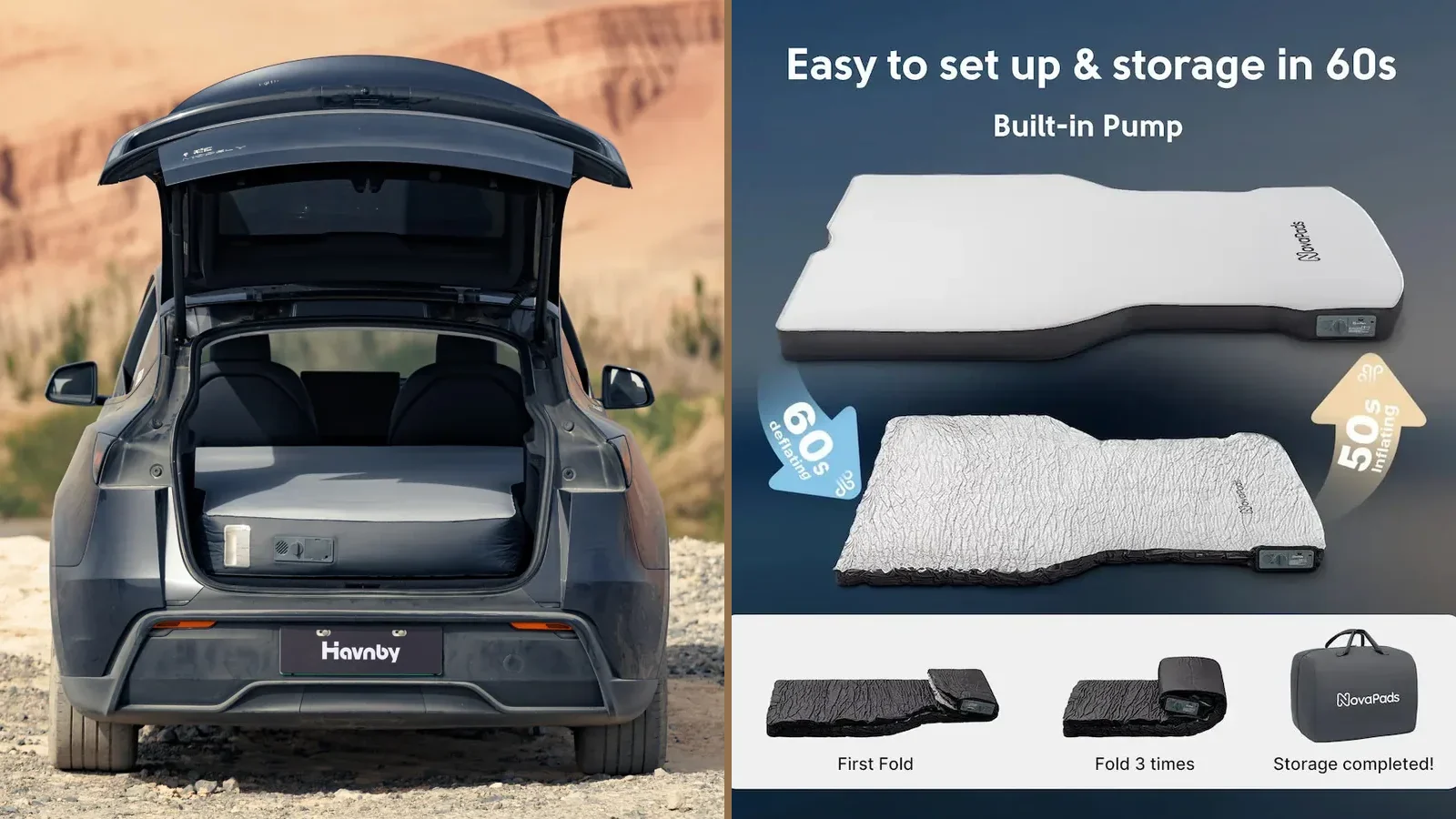 Havnby and NovaPads mattress product views used for a width and fit comparison
