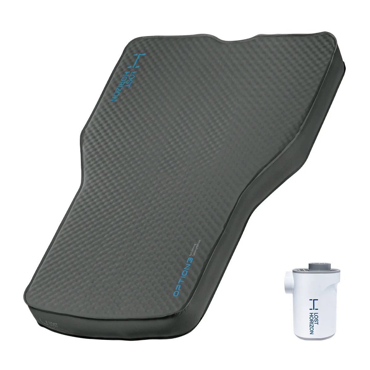 Lost Horizon Tesla mattress and pump in official product photography