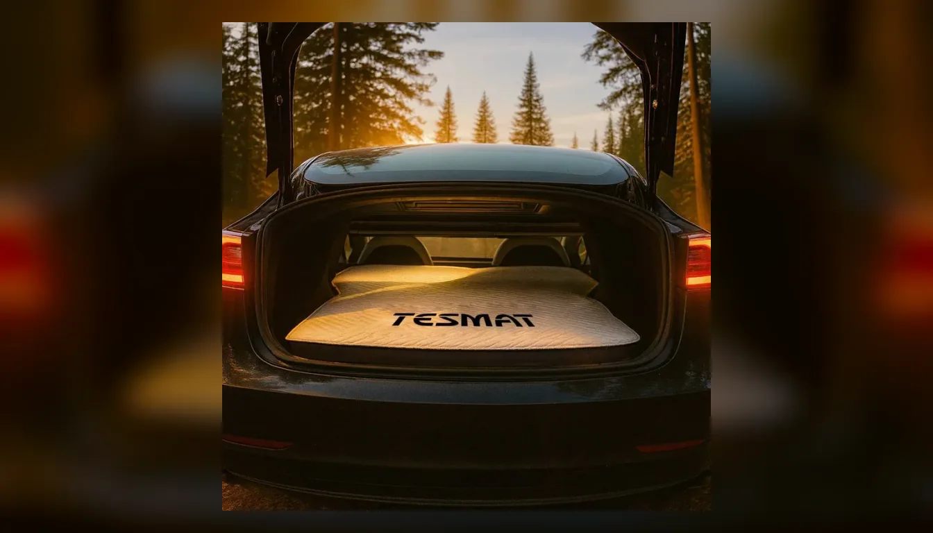 TESMAT mattress fitted in a Tesla cargo area