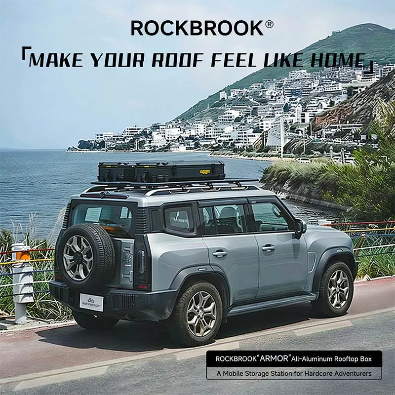 ROCKBROOK BX1031 large aluminum roof box for car and vehicle top cargo storage