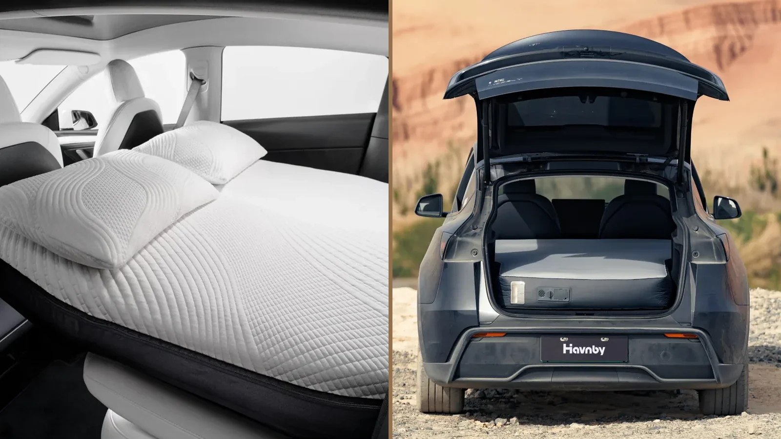 Snuuzu Model Y and Havnby FlatCore official product photographs side by side