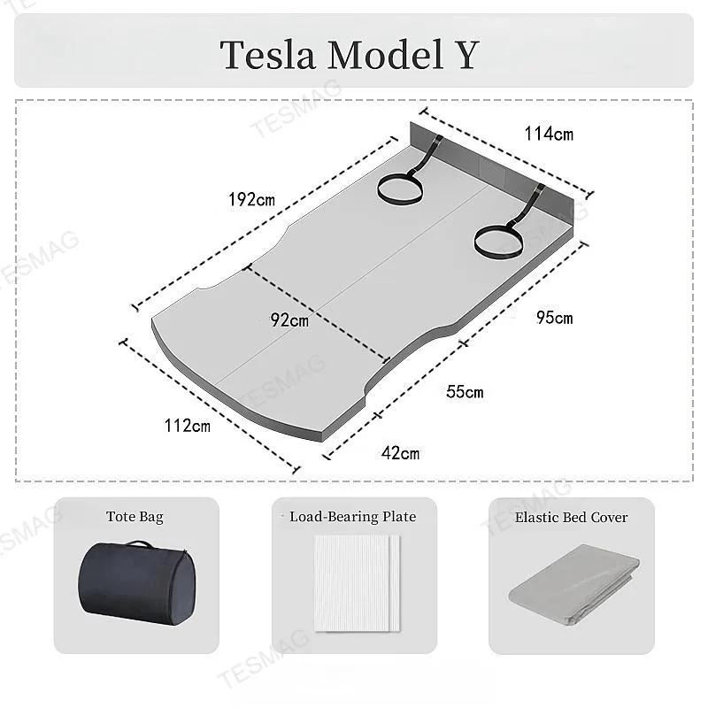 TESMAG Model Y foam mattress dimension and package graphic